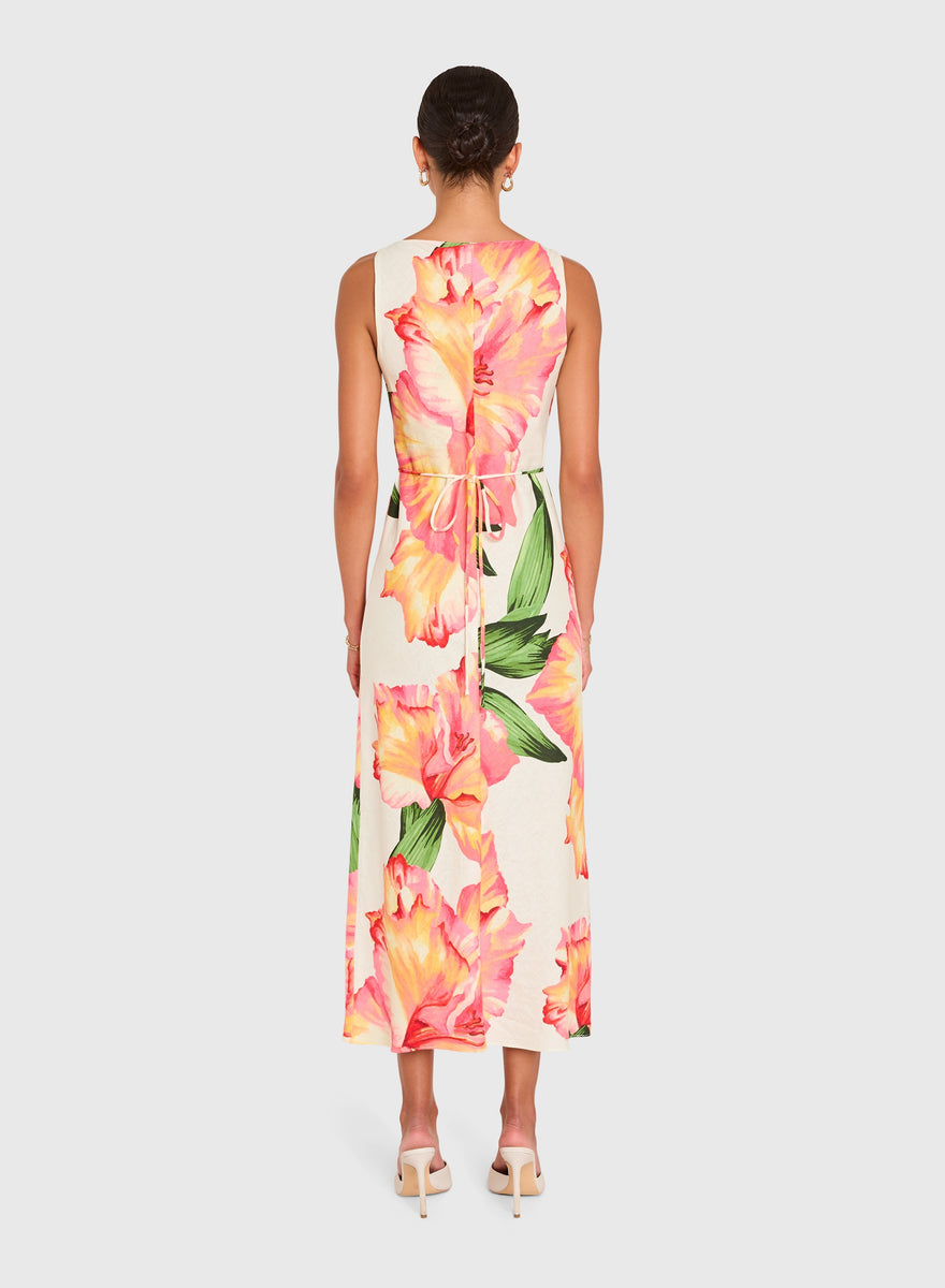 Amanda Uprichard Margo Midi Dress in Hibiscus Print – Crush Boutique