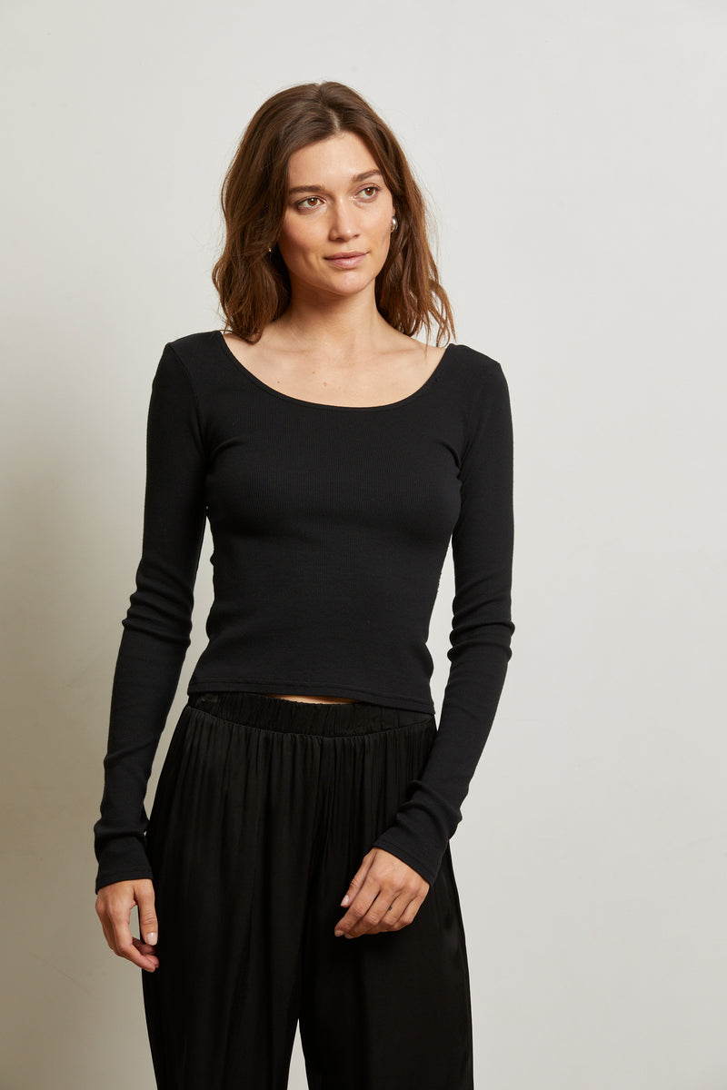 Anya Rib Henley Top - Cloud
