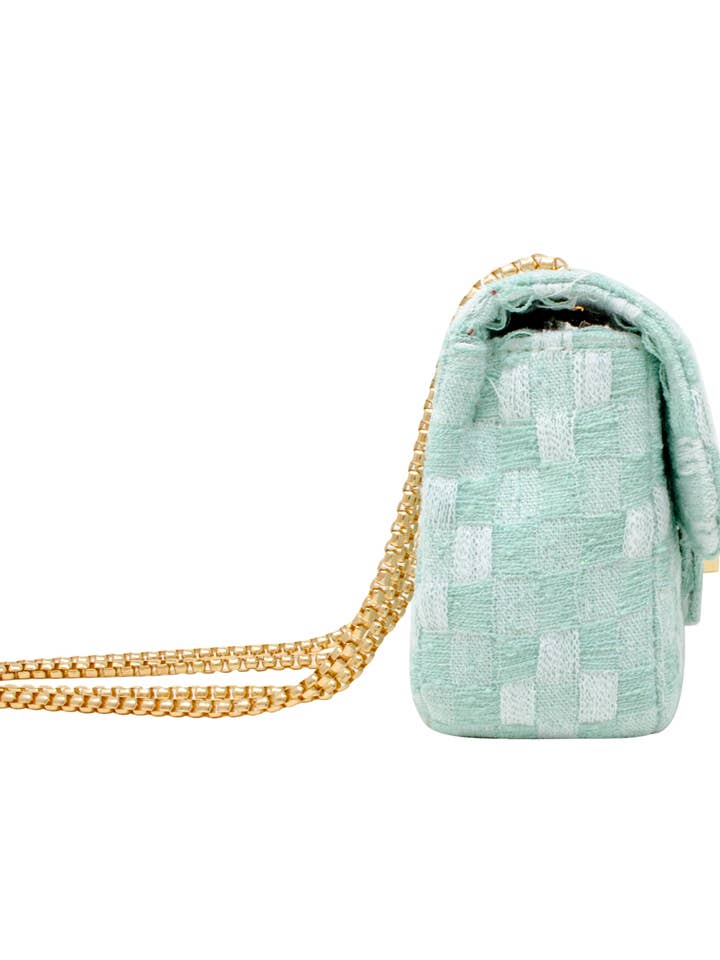 Zomi Gems Checkered Tweed Handbag in Green