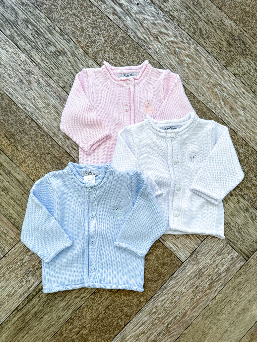 A Soft Idea Sweet Bear Baby Cardigan - Multiple Colors!