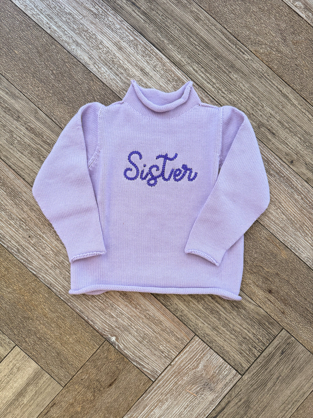 A Soft Idea Roll Neck Sweater in Lavender with Sister
