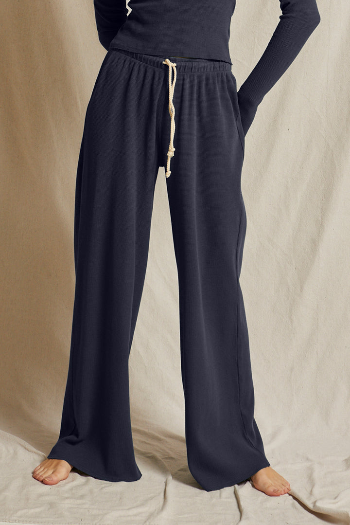 perfectwhitetee Rivers Thermal Wide Leg Pant in Navy