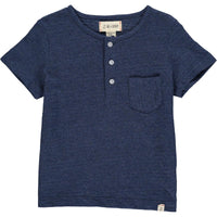 Me & Henry Dodger Ribbed Henley in Navy
