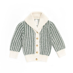 Tun Tun Chase Cardigan in Forest Green and Cream