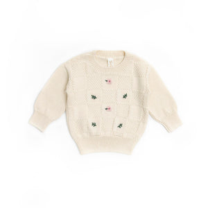 Tun Tun Flower Embroidery Sweater in Natural