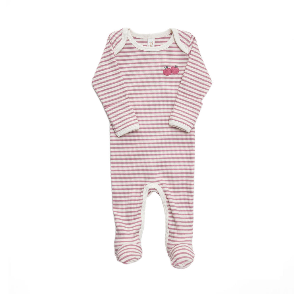 Tun Tun Lap Shoulder Footie in Mauve Stripes