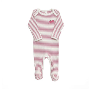 Tun Tun Lap Shoulder Footie in Mauve Stripes