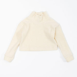 Thimble Funnel Cropped Sweatshirt in Cream Sherpa