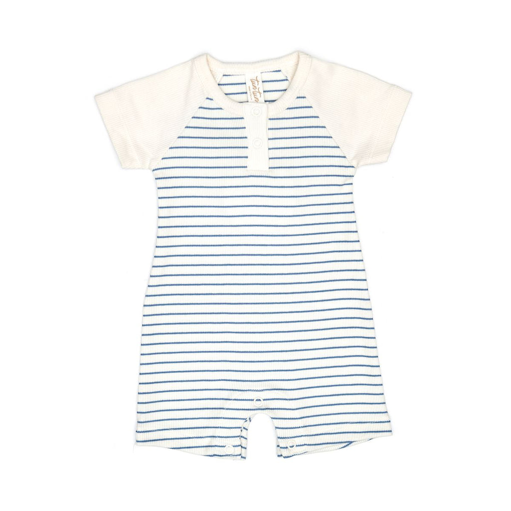 Tun Tun Short Sleeve Romper in Blue Heaven Stripes