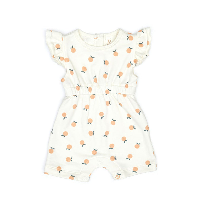 Tun Tun Ruffle Romper in Natural Oranges