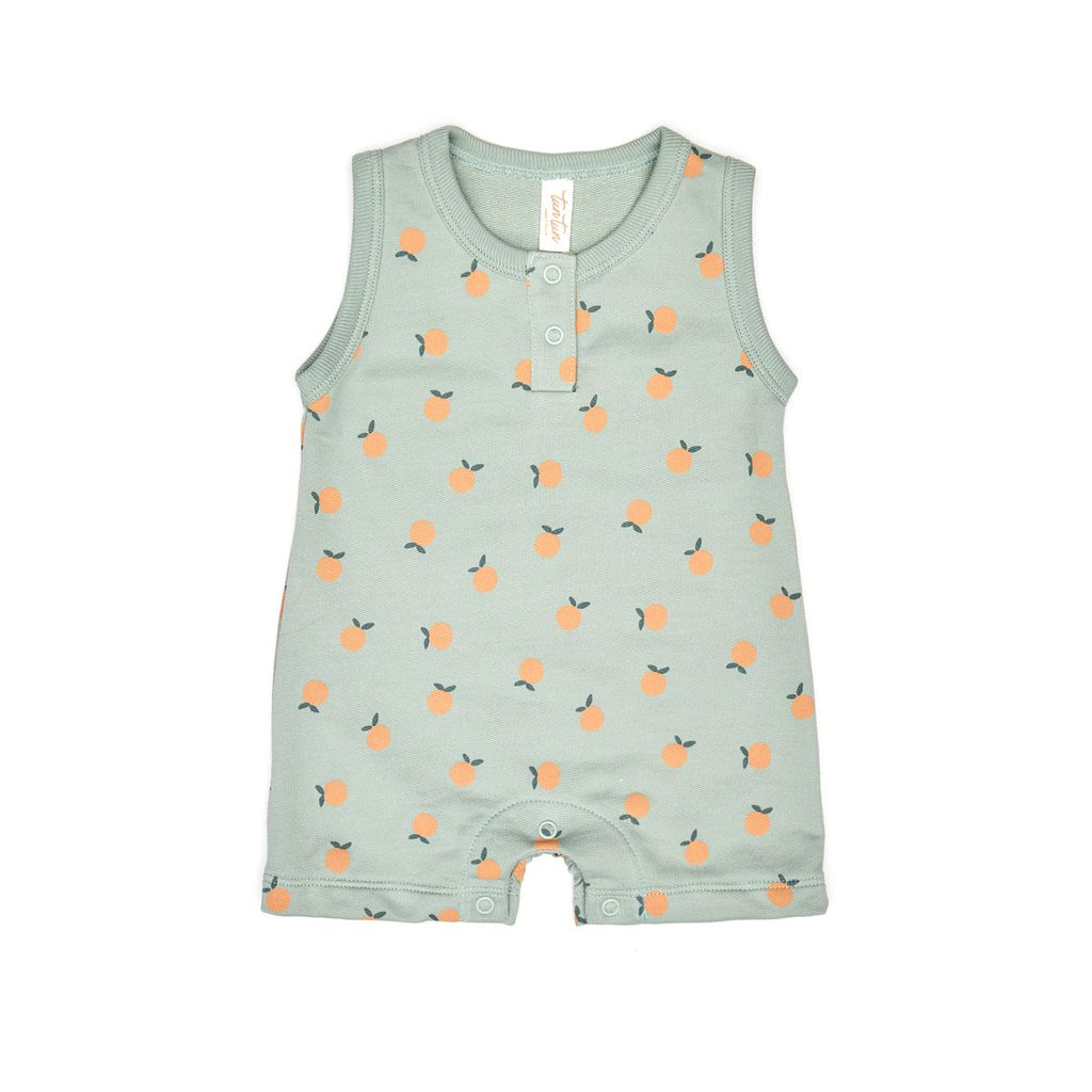 Tun Tun Sleeveless  Romper in Jade Oranges