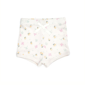 Tun Tun Ribbed Knit Shorts in Natural Butterflies & Flowers