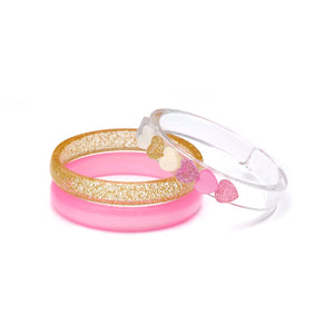Lilies & Roses Hearts Pearl Pink Glitter Bangles