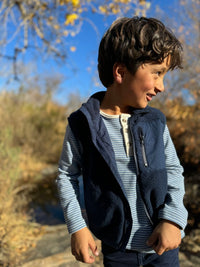 Me & Henry Gilt Sherpa Vest in Navy