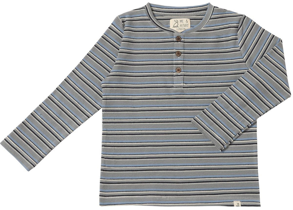 Me & Henry Adams Henley in Gray Stripe