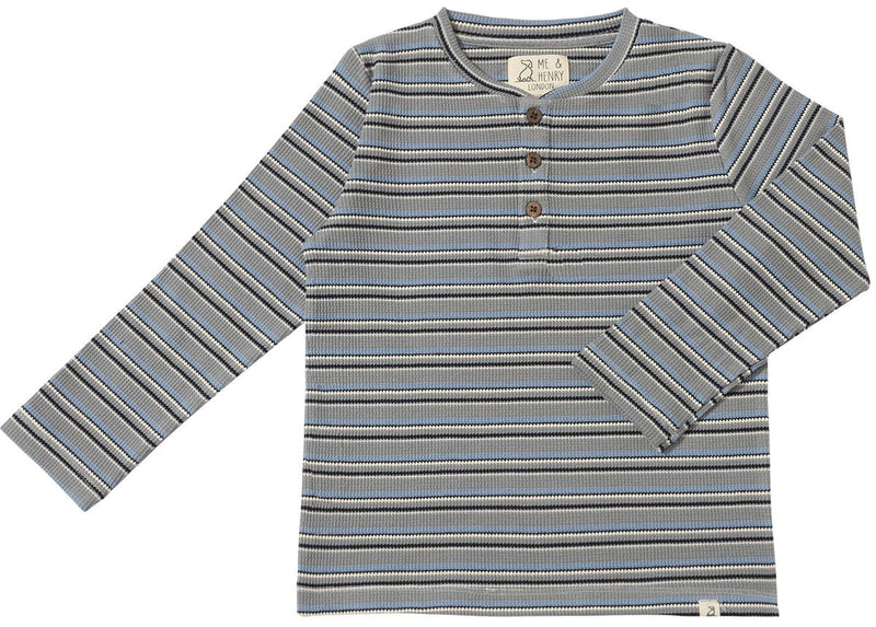 Me & Henry Adams Henley in Gray Stripe