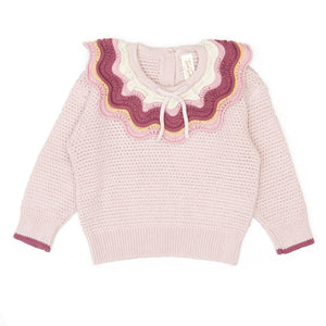 Tun Tun Ruffle Sweater in Pink