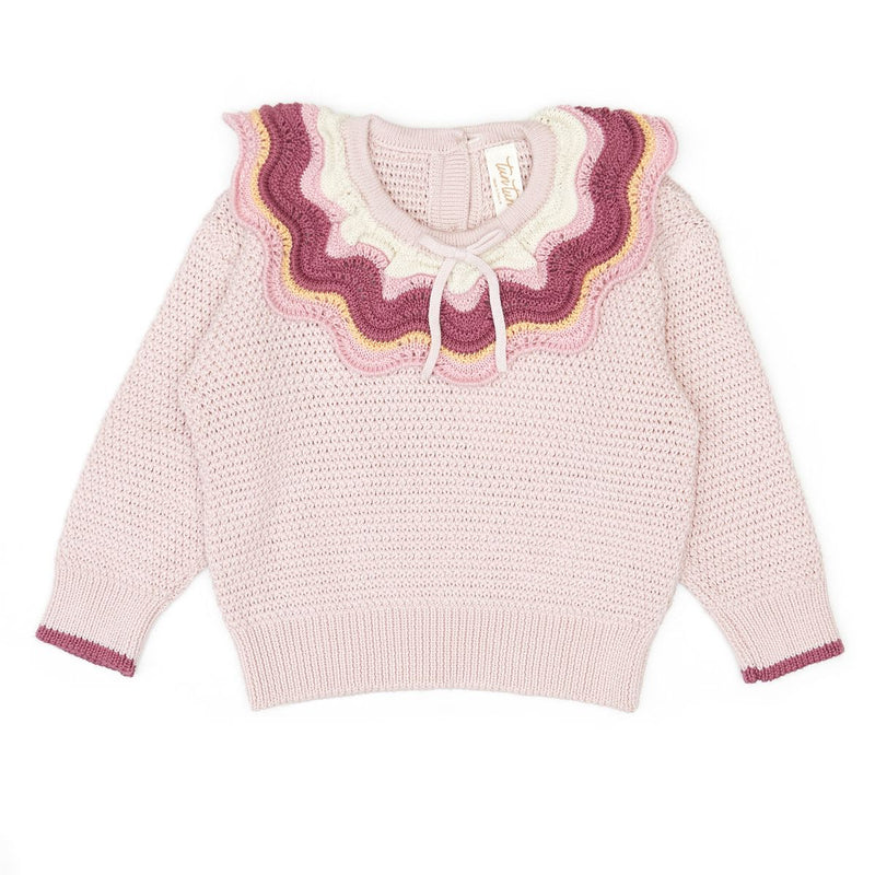 Tun Tun Ruffle Sweater in Pink