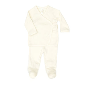 Tun Tun Pointelle Kimono Set in White Swan