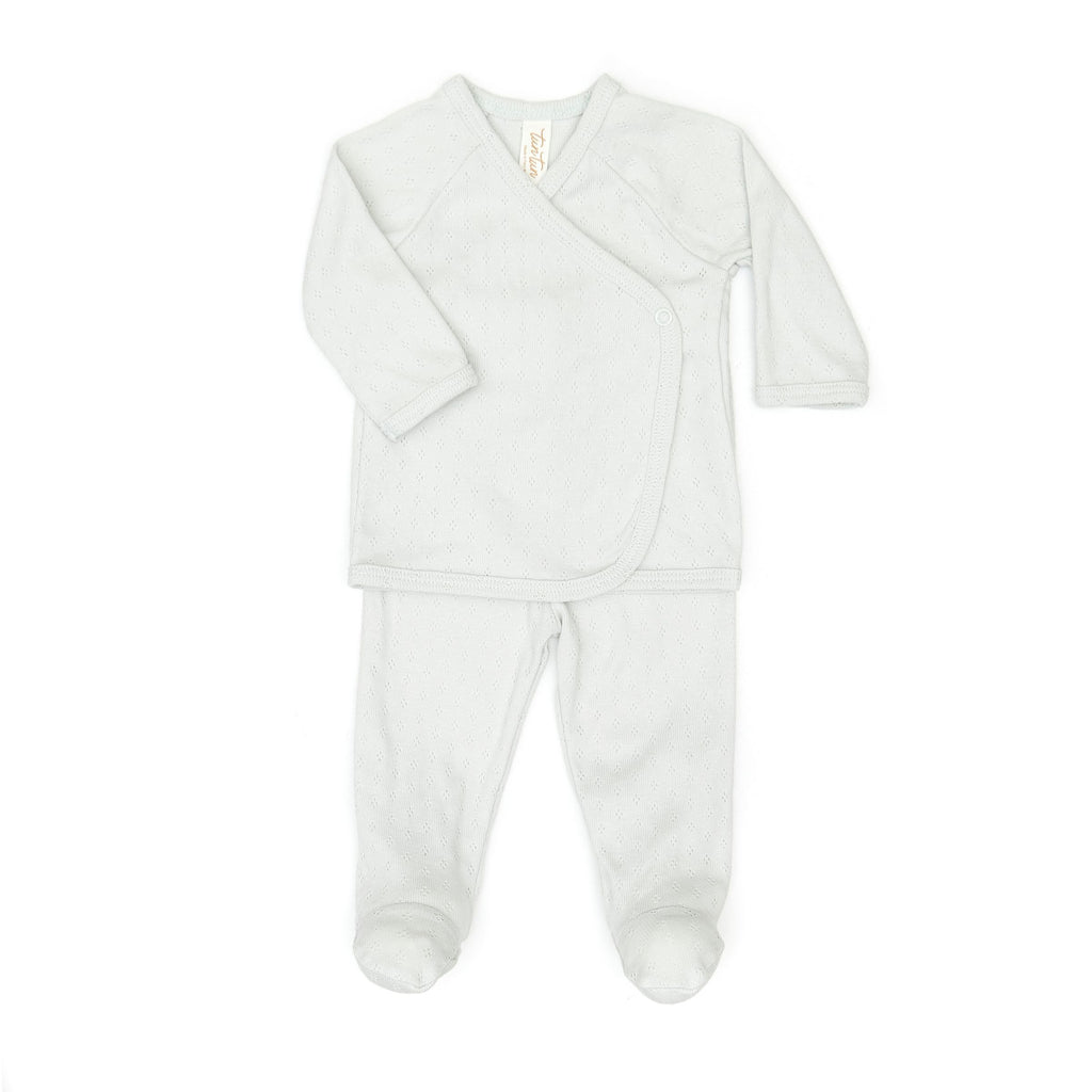 Tun Tun Pointelle Kimono Set in Light Blue