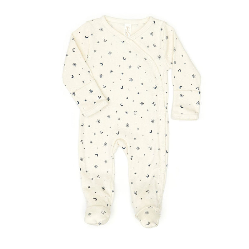 Tun Tun Zip Milan Footie in White Swan Snowflakes