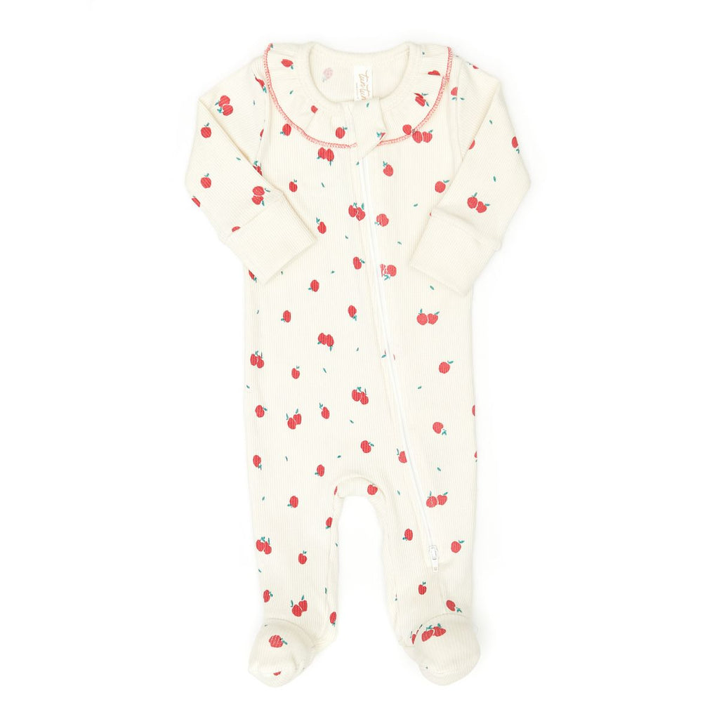 Tun Tun Ruffle Zip Footie in Apples