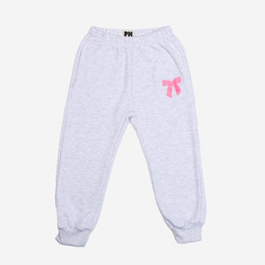 Petite Hailey LuLu Bow Sweatpant in Grey