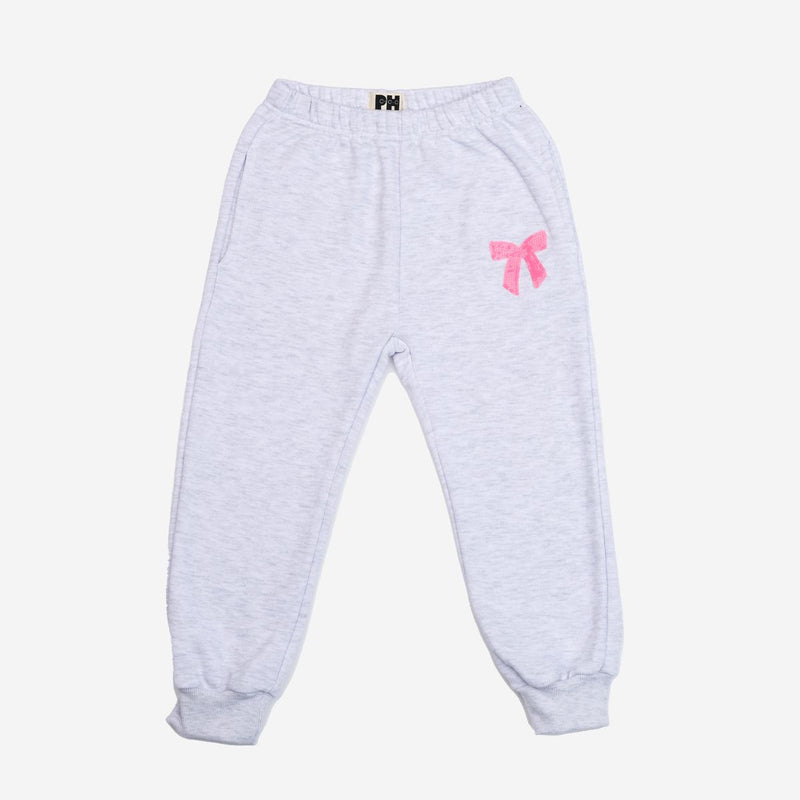 Petite Hailey LuLu Bow Sweatpant in Grey