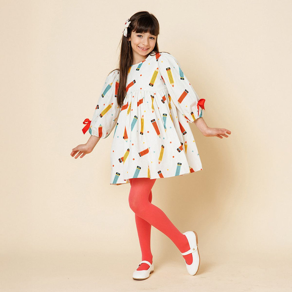Petite Hailey Printed Balloon Dress in Pencils