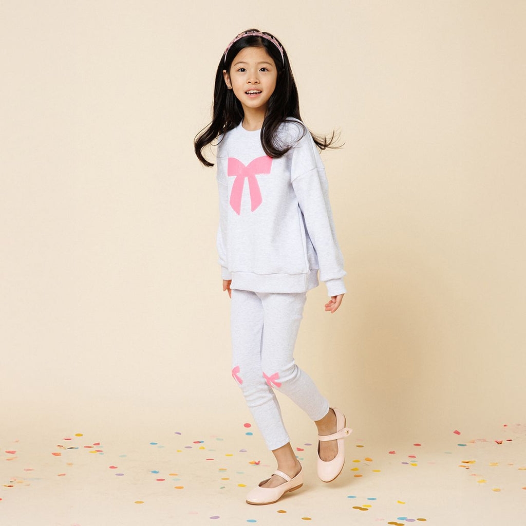 Petite Hailey LuLu Bow Sweatpant in Grey