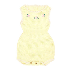 Tun Tun Avery Embroidered Romper in Yellow Floral