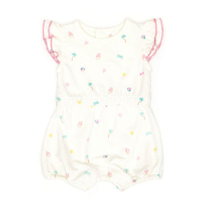 Tun Tun Ruffle Romper in Natural Summer