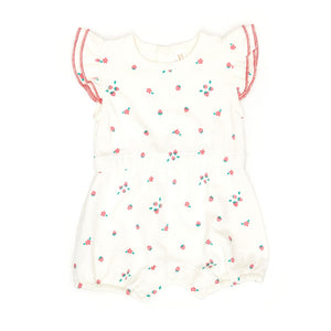Tun Tun Ruffle Romper in Natural Strawberries