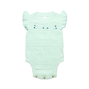 Tun Tun Embroidered Romper in Mint Floral