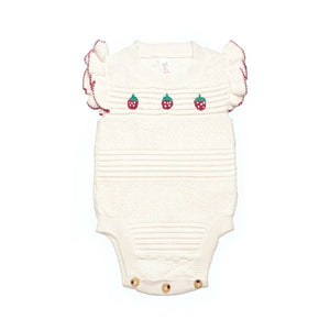 Tun Tun Embroidered Romper in Strawberries