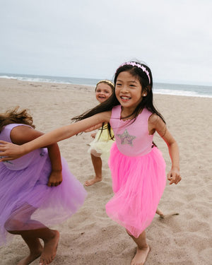 Petite Hailey Star Tutu Dress in Hot Pink