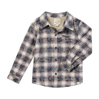 Me & Henry Adventurer Sherpa Lined Shacket in Blue Vintage Plaid