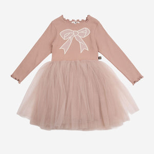 Petite Hailey Emi Bow Tutu Dress in Dusty Peach