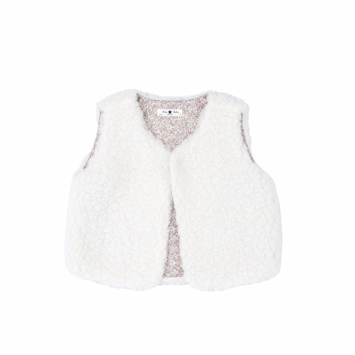 Petite Hailey Nari Flower Teddy Vest in White