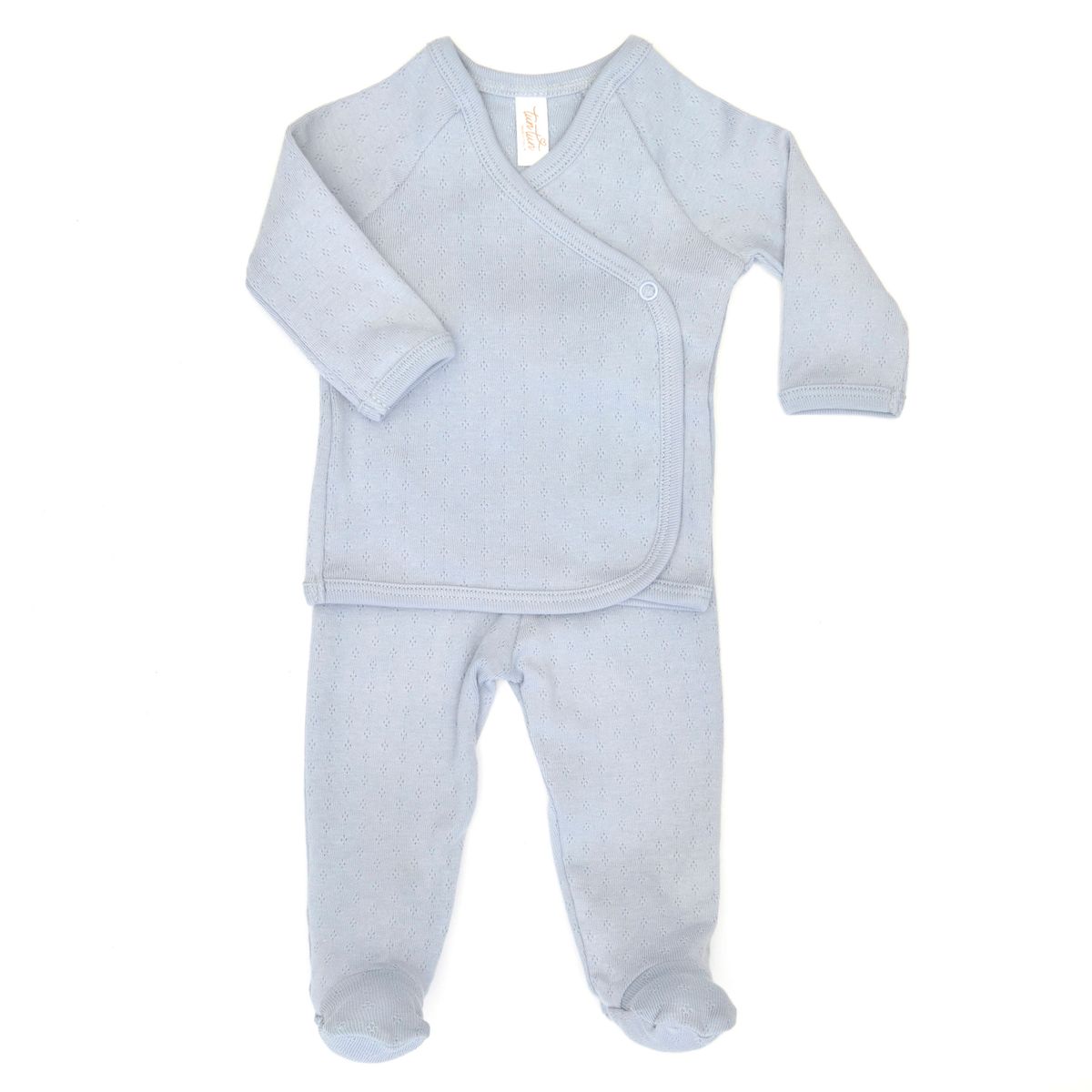 Tun Tun Pointelle Kimono Set in Mist Blue