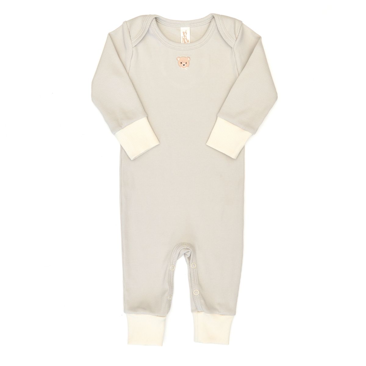 Tun Tun Lap Should Ribbed Romper in Light Gray Teddy