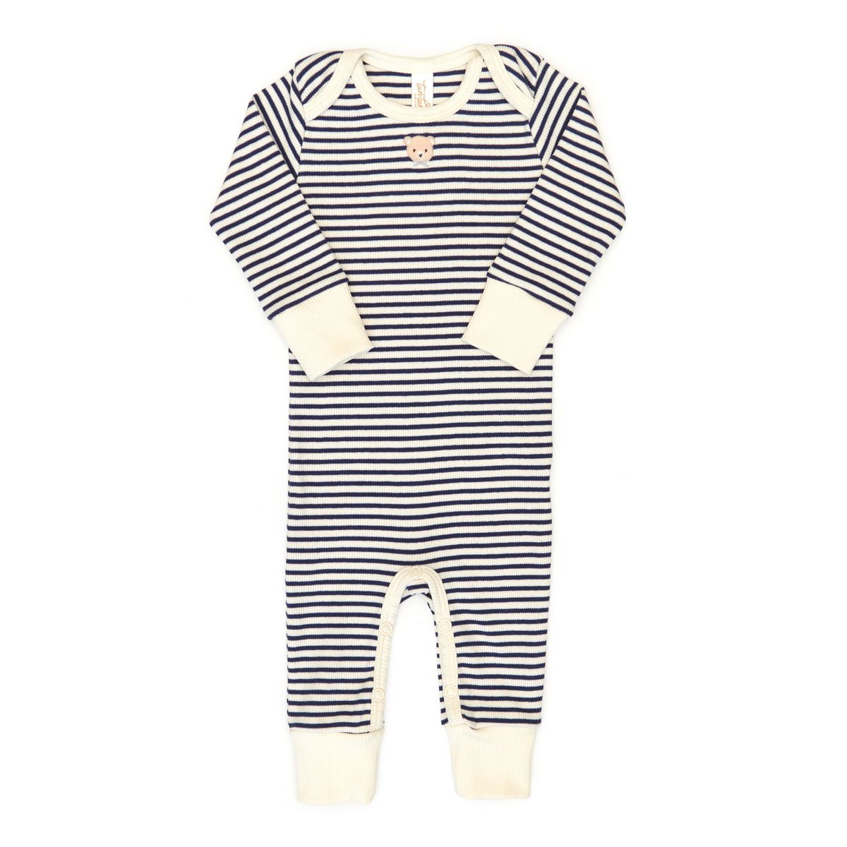 Tun Tun Lap Should Ribbed Romper in Navy Striped Teddy