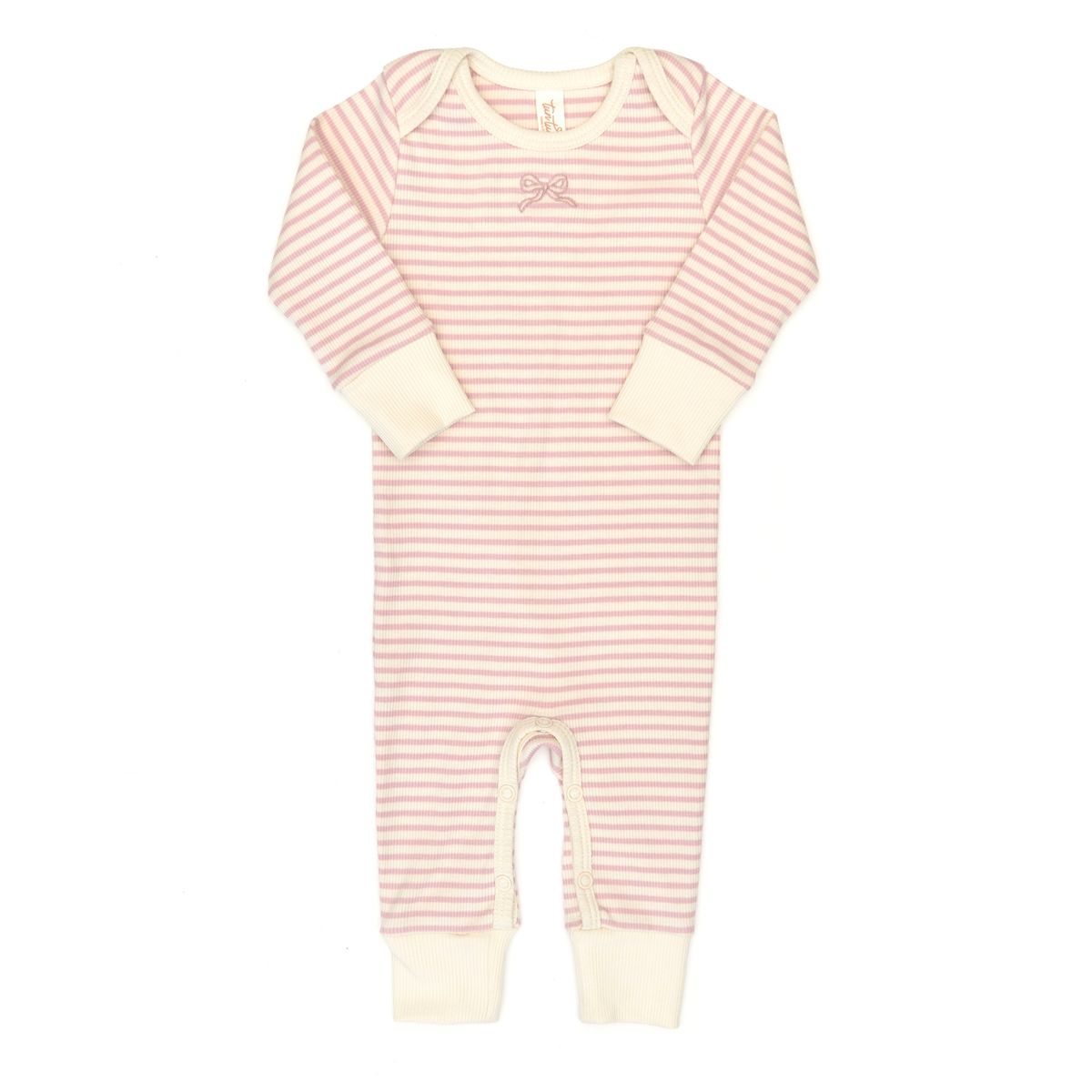 Tun Tun Lap Should Ribbed Romper in Rose Quartz Stripe
