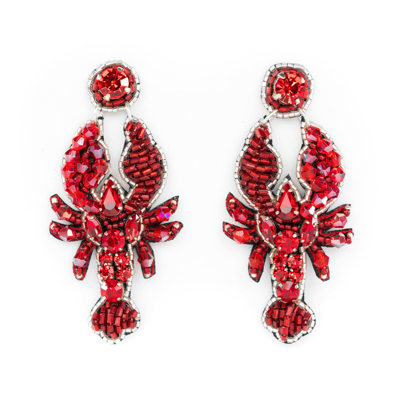 Beth Ladd Lobster Earrings in Red