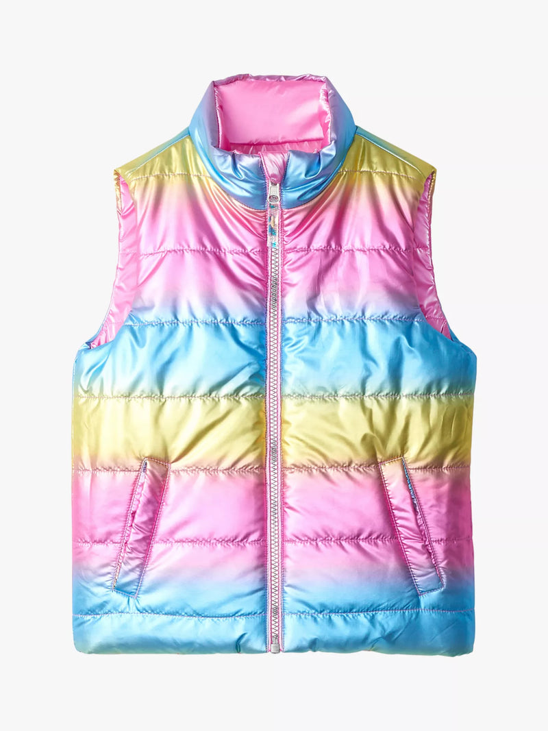 Hatley Revesible Quilted Rainbow Shine Vest in Strawberry