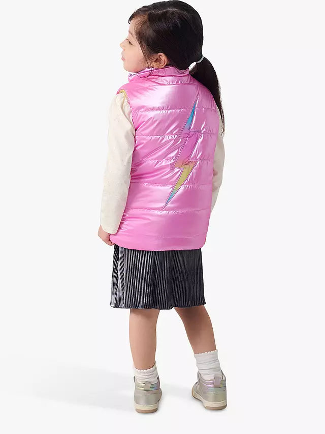 Hatley Revesible Quilted Rainbow Shine Vest in Strawberry