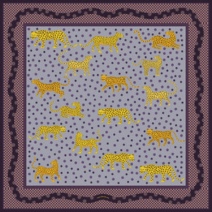 Jessie Zhao New York Silk Bandana Scarf in Yellow Leopards