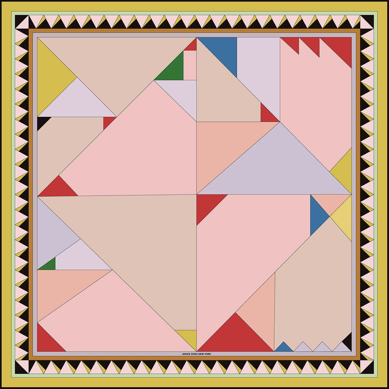 Jessie Zhao New York 25" Double Sided Silk Scarf Color Recombination