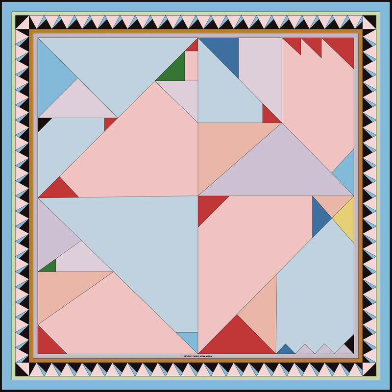 Jessie Zhao New York Double Sided Silk Scarf in Color Recombination