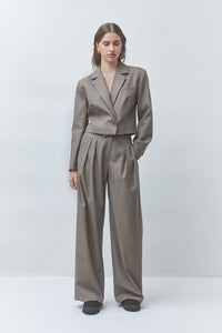 Suncoo Junior Darted Pant in Houndstooth Taupe